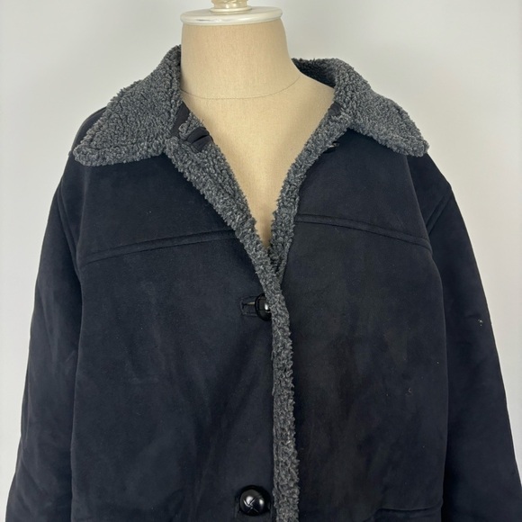 Lauren Ralph Lauren Jacket Black Gray Faux Fur Petite M - Picture 3 of 8